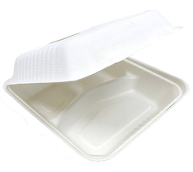 Menubox suikerriet 23 x 23 x 7,5 cm groot 3-vaks