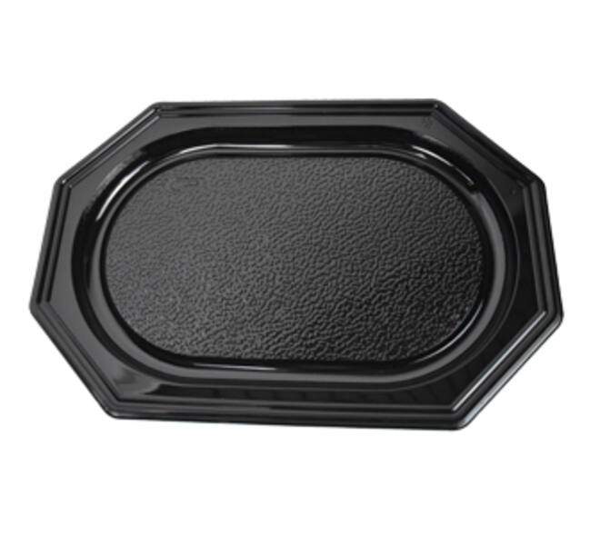 Cateringschaal PS 35 x 24 cm zwart 8-hoekig