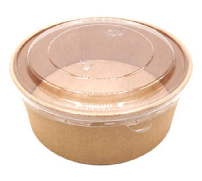Deksel PET rond ø  184 mm transparant tbv bak bruin kraft 1300 ml Saladebowl