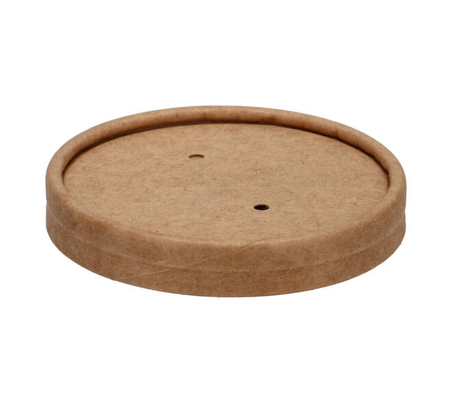 Deksel bruin kraft rond ø 90 mm tbv bak 8-12oz soep