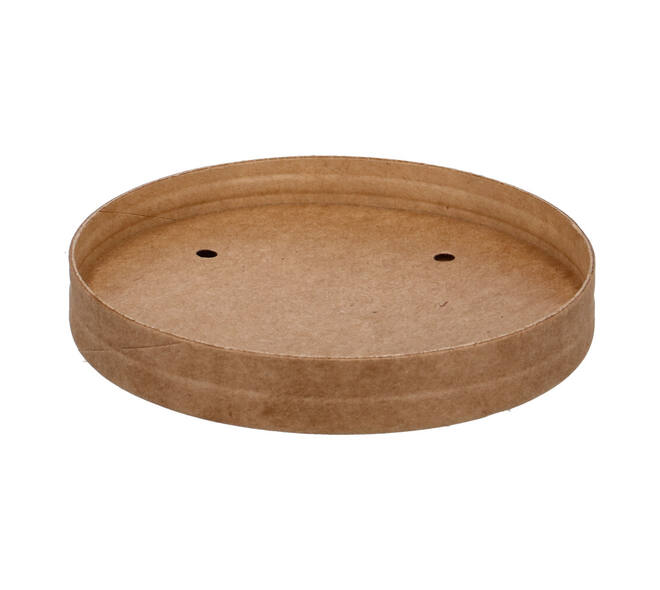 Deksel bruin kraft rond ø 90 mm tbv bak 8-12oz soep