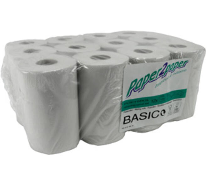 Poetsdoekrol mini basic 20 cm x 120 mtr wit g-label