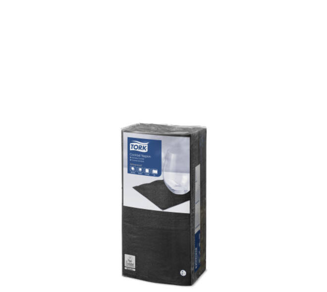 477829 - Servet papier 24 x 24 cm zwart 2-laags 1/4-vouw TORK