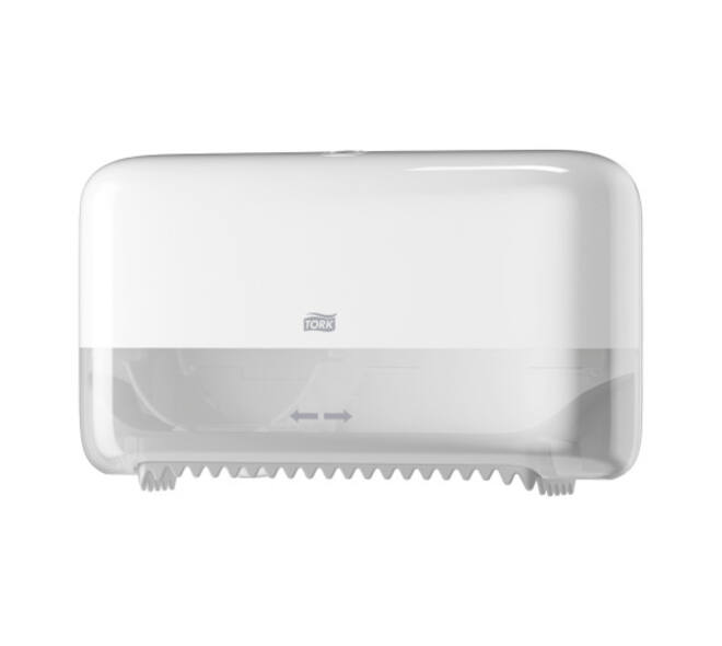 558040 - Toiletpapier dispenser kunststof 36 x 20,7 x 13 cm wit twin mid-size hulsloos TORK