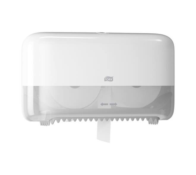 558040 - Toiletpapier dispenser kunststof 36 x 20,7 x 13 cm wit twin mid-size hulsloos TORK