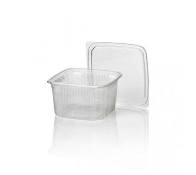 Bak PET 114 x 114 x 58 mm transparant 500 ml vierkant