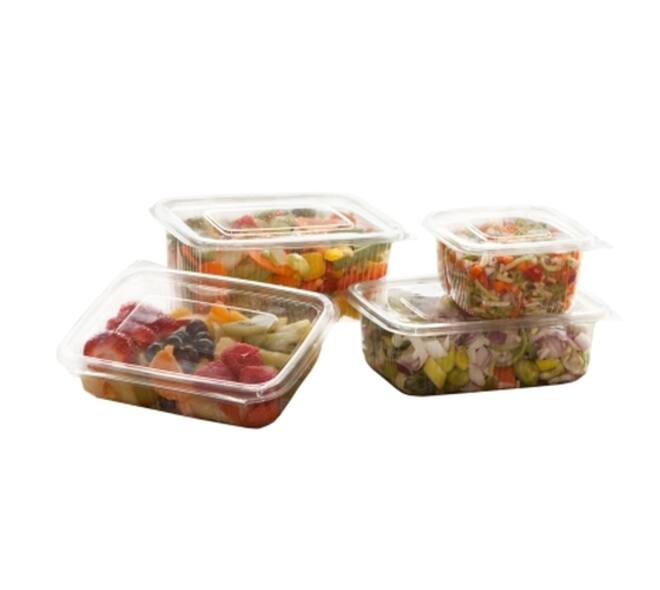 Bak + deksel APET 125 x 115 x50 mm 370 ml rechthoek cristal cup g