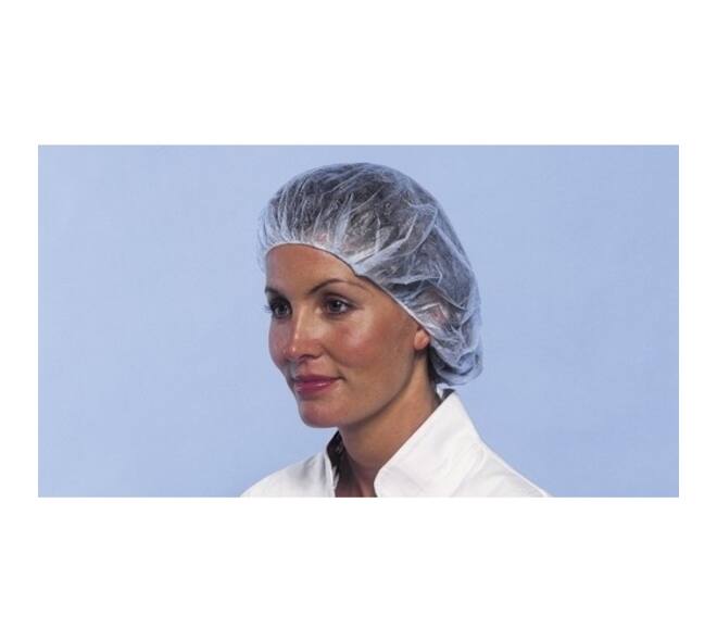 Hoofdmutsen Baret PP non-woven wokkel (clip-cap) 53 cm blauw - 230014
