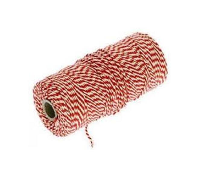 Katoenkoord rood / wit no.24 500 gram