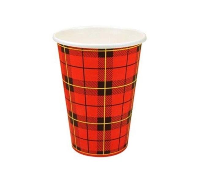 Drinkbeker karton/PE 180 ml 7oz "schotse ruit" budget