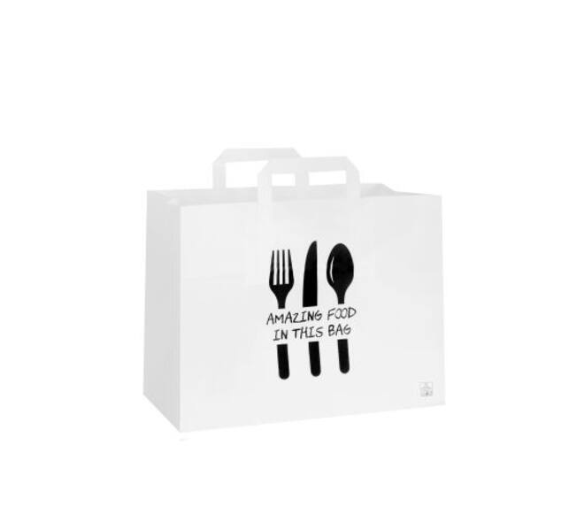 Draagtas papier 32 x 17 x 25 cm wit "amazing food"