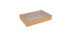 Cateringdozen Bruinkraft met Venster 46 x 31 x 8 cm - middel
