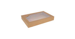 Cateringdozen Bruinkraft met Venster 55,5 x 37,5 x 8 cm - groot