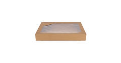 Cateringdozen Bruinkraft met Venster 55,5 x 37,5 x 8 cm - groot