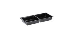 Tapas tray APET 2-vaks 25 x 12 x 3 cm 580 cc zwart - 459402