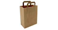 Draagtas papier bruinkraft 22 x 11 x 28 cm 70 grams plat handvat