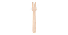 Snackvork hout 14 cm met 3-tand + snijkant