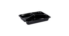 151307 - Menubak CPET 225 x 175 x 34 mm zwart 430/225/165 ml rechthoekig 3-vaks