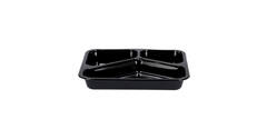 151307 - Menubak CPET 225 x 175 x 34 mm zwart 430/225/165 ml rechthoekig 3-vaks