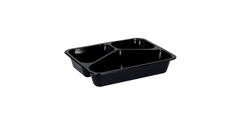 115506 - Menubak CPET 225 x 175 x 43 mm zwart 525/275/205 ml rechthoekig 3-vaks