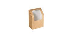 159911 - Wrapverpakking cardboard bruin met venster 90 x 50 x 130 mm 550 cc