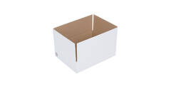 Doos 330 x 246 x 85 mm wit/bruin enkelgolf fefco 0201