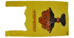 Hemddraagtas HDPE 27/6 x 48 cm "geel oliebollen"