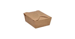 Take away box karton 173 x 145 x 65 mm 1350 ml 45oz bruin +PE
