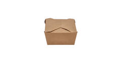 Take away box karton 173 x 145 x 65 mm 1350 ml 45oz bruin +PE