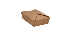 Take away box karton 215 x 160 x 65 mm 2000 ml 66oz bruin +PE