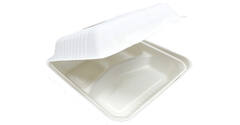 Menubox suikerriet 23 x 23 x 7,5 cm groot 3-vaks