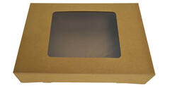 Cateringdoos bruin kraft 36 x 25 x 8 cm met venster