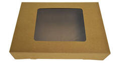Cateringdoos bruin kraft 46 x 31 x 8 cm met venster