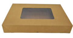 Cateringdoos bruin kraft 55 x 37,5 x 8 cm met venster