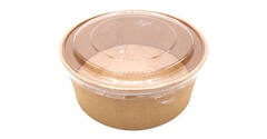 Deksel PET rond ø  184 mm transparant tbv bak bruin kraft 1300 ml Saladebowl