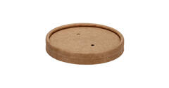 Deksel bruin kraft rond ø 90 mm tbv bak 8-12oz soep