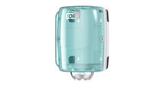 659000 - Poetspapier dispenser kunststof 23,2 x 24,8 x 35,6 cm wit/turquoise centerfeed TORK