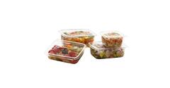Bak + deksel APET 185 x 135 x45 mm 750 ml rechthoek cristal cup g laag