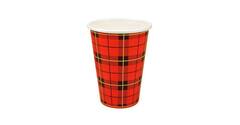 Drinkbeker karton/PE 180 ml 7oz "schotse ruit" budget